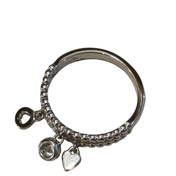Hellojune 925 silver round diamond love pendant multi-layered ring
