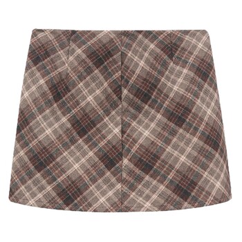 ສິ້ນຂະຫນາດໃຫຍ່ retro plaid woolen skirt ຂອງແມ່ຍິງດູໃບໄມ້ລົ່ນແລະລະດູຫນາວ a-line skirt ແອວສູງ slimming skirt ສັ້ນສໍາລັບໄຂມັນ mm