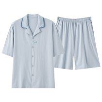 Modal mens pajamas summer 2024 new short-sleeved ice silk thin mens summer large size home wear set