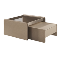 Gujia Home Cream Style Modern Italian Combination Movable Brown Glass Coffee Table Brown PT7128