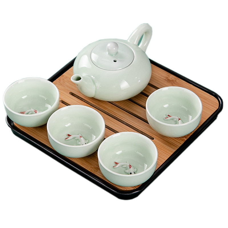 Japanese kung fu tea set small set tea tray and teapot