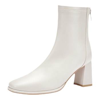 Daphne white high heel short boots nude boots slim boots for women