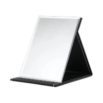 BL High Definition Folding PU Leather Mirror Dormitory Brief desktop comb Makeup Mirror Portable Carry-on Cosmetic Mirror Bench Square