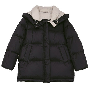 Three-proof down jacket hooded windproof extra thick jacket