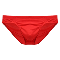 Mens ice silk underwear one-piece ultra-thin low-waisted quick-drying briefs sexy breathable translucent youth underpants trendy