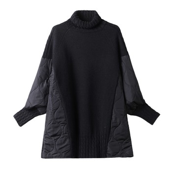 (Clearout) Yipinle European Station Large Size Turtle Collar Spliced ​​​Sweater Warm Jacket Loose Women's 2022 Winter Clothing