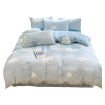 Cat person ins style cotton bed four-piece set pure cotton 2024 new style small fresh sheets quilt cover bed sheet bedding 4