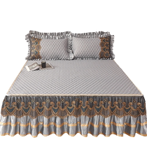 Retro lace embroidered bed skirt style latex mat three-piece set summer new air-conditioned soft mat machine washable and foldable