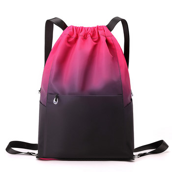 Gradient backpack tucked pocket drawstring waterproof nylon fabric foldable travel storage bag large capacity sports backpack