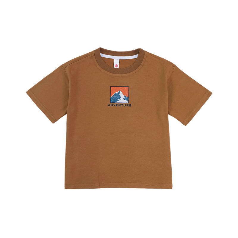 Mountain girls pure cotton short-sleeved T-shirt 2026 summer children's outdoor sports breathable tops girls camping clothes