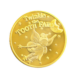 Tooth fairy gold coins change teeth children's rewards commemorative coins deciduous teeth box teeth wishing little boys and girls gifts