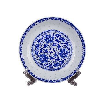 Blue and white plate ceramic microwave oven tableware jingdezhen linglong
