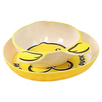 Little yellow duck children's tableware bowl spoon cup set dinner plate