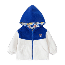 Beibei Yi Childrens Clothing Boys Jackets 2023 Winter Hooded Tops Childrens Reversible Sherpa Warm Jackets