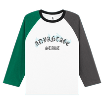Zuoxi childrens clothing boys T-shirt long-sleeved spring and autumn childrens pure cotton contrast raglan sleeve top 2024 new autumn clothing