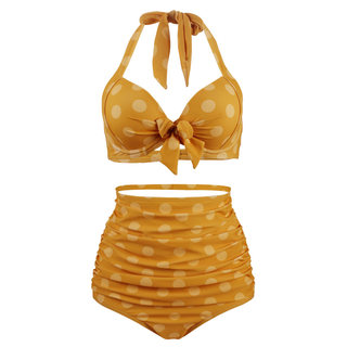 2024新款大胸钢托聚拢高腰显瘦挂脖比基尼孕妇分体大码泳衣女胖MM