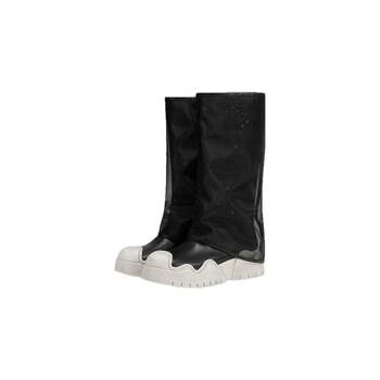 Mio trouser boots winter motorcycle sleeve boots contrasting round head mesh chimney boots thick soles slim mid-calf women