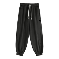 Dark gray sweatpants mens autumn and winter heavyweight loose-fitting sports basketball pants trendy mens casual pants with ankles