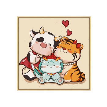 Zodiac family portrait diy digital oil painting decorative painting