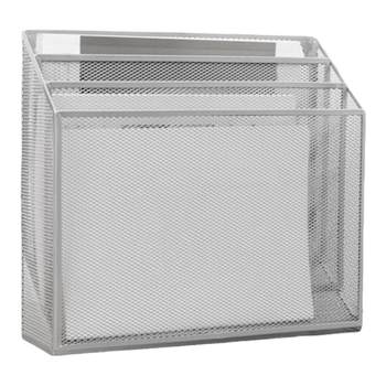 Hangable three-frame document book and magazine storage basket holder