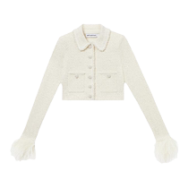 self-portrait 2023 autumn and winter ivory elegant lapel knitted short coat top