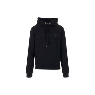FW22 秋季 纯色Logo刺绣连帽长袖 男款 黑色 卫衣 Lanvin