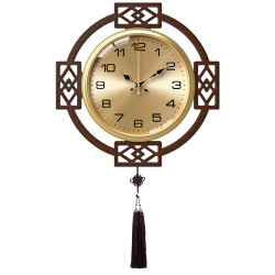 Kangbas New Chinese-Style Wooden Wall Clock for Living Room, Silent Home-Use Solid Wood Clock, High-End Wall-Mounted Light Luxury Quartz Clock