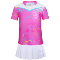 Childrens badminton clothing sports quick-drying clothing childrens table tennis jersey short-sleeved shorts pleated skirt training group tennis uniform