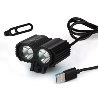 中立骑士山地自行车前灯L2强光照明灯USB充电夜照灯高亮单车配件