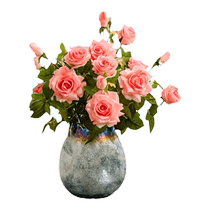 High-end hibiscus oil painting rose artificial flower fake flower feel moisturizing living room decoration table flower wedding landscaping bouquet