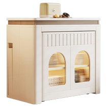 Retractable dining table and sideboard integrated multi-functional home cream style small apartment restaurant folding dining table and chair combination