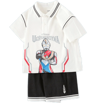 (Same style in Ultraman IP mall) Balabala boys suit short-sleeved thin section summer 2024 new fake two pieces
