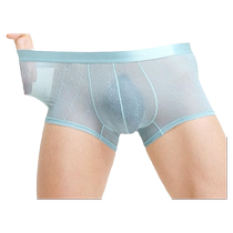 All transparent sexy mens panties flat pants four corners shorts summer breathable comfortable dry mesh yarn