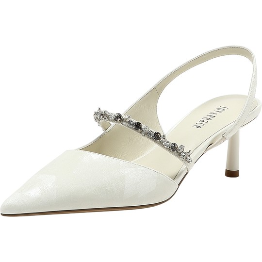 明星同款真美诗斜刘海春季新款法式包头凉鞋高跟鞋女YXC04AH4