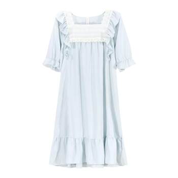 Fenton summer girls nightgown short-sleeved palace style sweet and fashion pajamas Korean style 2024 new wears