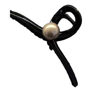 ຄລິບຜົມໄຂ່ມຸກ Black Temperament Early Spring Clip Women's 2024 New High-end Shark Clip Back of Head Hair Accessory