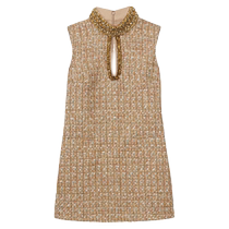 (New Year Capsule) self-portrait 2024 early spring gold Lurex diamond-embellished sleeveless dress
