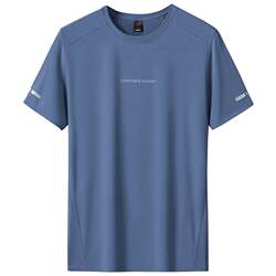 Ice Silk T-Shirt for Men, Short-Sleeved, Sweat-Wicking, Breathable, Quick-Drying Fitness Shirt, Running Sports T-Shirt, Trendy Letter Print Half-Sleeve