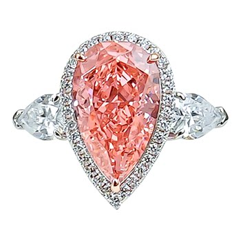 Gentle padparadscha pink and orange 925 silver ring