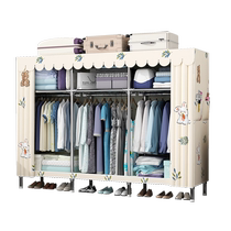 Wardrobe for home bedroom simple cloth wardrobe rental house strong and durable steel frame hanging clothes childrens wardrobe storage cabinet