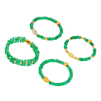 Ruohua jewelry emerald ring women's 18k gold diamond double layer colorful treasure tail ring design non-colliding gift