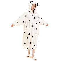 2024 New Coral Fleece Winter Nightgown Womens Long Nightgown Large Size Plus Velvet Thick Flannel Bathrobe Hooded Pajamas Winter