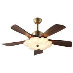 Soyan Chinese-Style Ceiling Fan Lamp, Silent Solid Wood Eye-Protection Lamp for Living Room, Bedroom, Dining Room, Study, Retro Smart