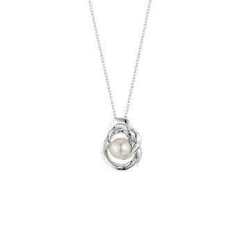 Zhou taisheng's staggered streamlined pearl sweater chain 925 silver oblate bright light freshwater pearl necklace gift