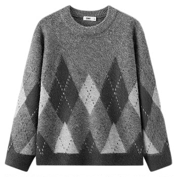 Semir retro furry seama plaid jacquard sweater men Semir retro furry seama plaid jacquard sweater men