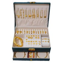 Gold jewelry box antioxidant jewelry hand jewelry earrings three-gold hardware storage box with lock high-end and exquisite