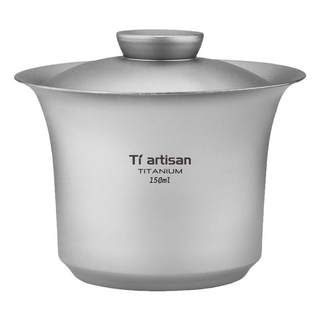 钛工匠纯钛盖碗单个双层钛茶杯户外露营功夫茶具三才碗带盖钛茶具