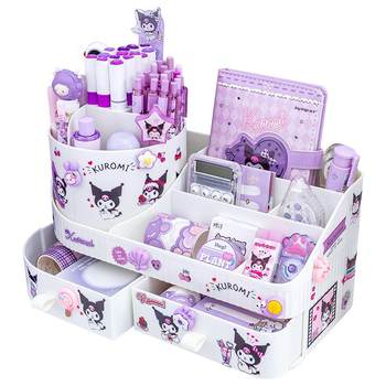 Drawer-type rotary pen holder storage box with large capacity