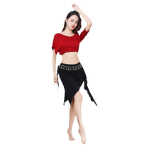 2024 New Spring and Summer Modal Oriental Belly Dance Modal Practice Suit Short Sleeve Top Drawstring Skirt
