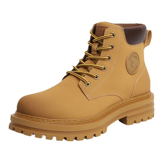 百丽男鞋休闲马丁靴子加绒保暖增高短靴户外工装大黄靴7TW01DD2